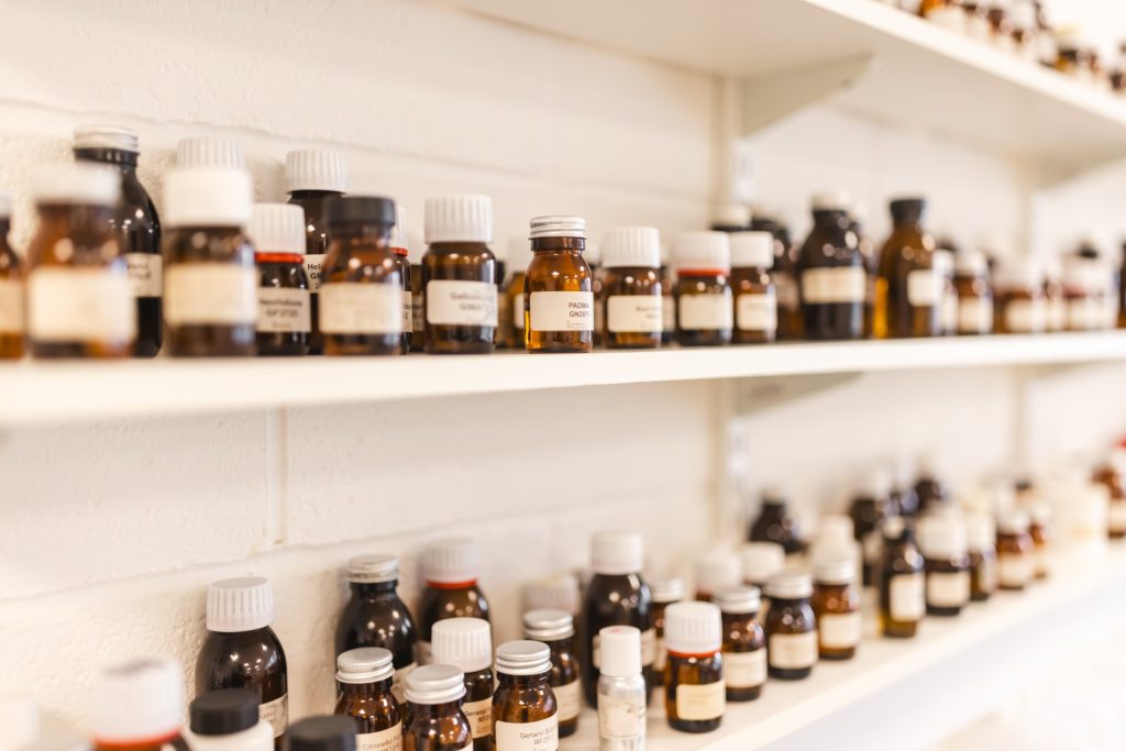 Sample bottles in lab